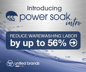 Introducing power soak intro from United Brands. Reduce warewashing labor by up to 56 percent. Find out more.