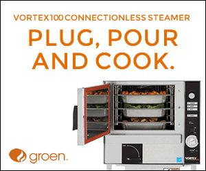 Unified Brands: Groen Vortex 100 Connectionless Steamer. Plug, pour and cook.