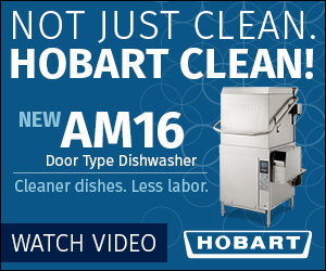Not just clean. HOBART CLEAN! New AM16 Door Type Dishwasher. Cleaner dishes, less labor. Watch video.