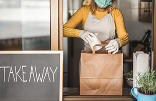 Server at a takeout window