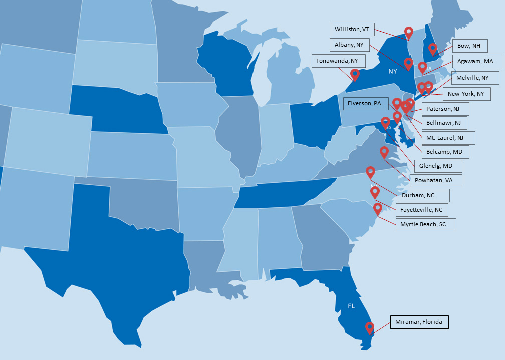 Singer locations map