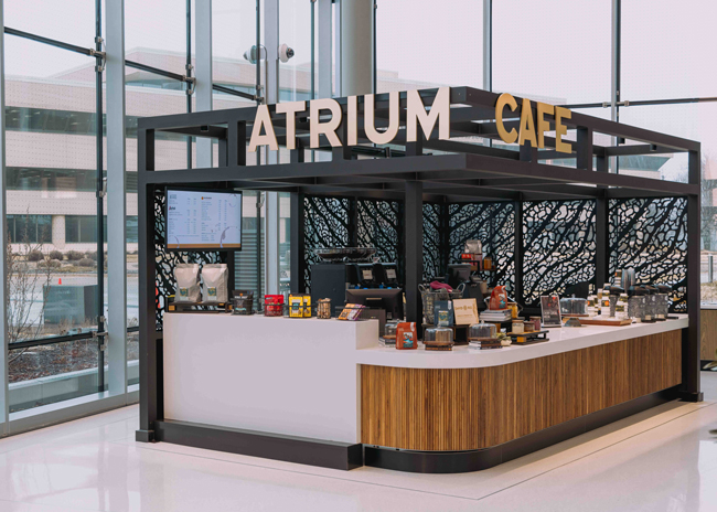 Atrium Cafe on the lobby level features coffee and tea. 