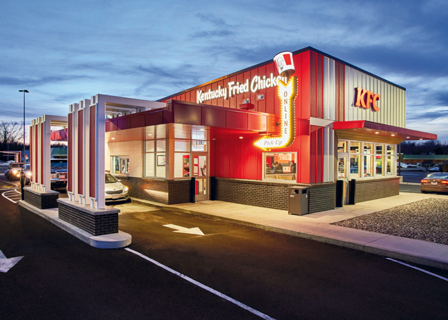 KFC’s digital-forward Next Generation design includes a dedicated entry for customers and delivery aggregators picking up orders.