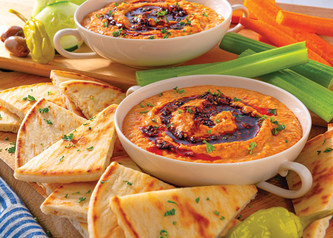 Mediterranean dishes remain popular among consumers. Taziki’s harissa sauce is made of red peppers and chiles blended with a variety of herbs, spices and olive oil. The Spicy Harissa Hummus is Taziki’s traditional hummus blended with a special harissa sauce and topped with spicy chili oil for extra bold flavor and is served with pita or chilled veggies. 