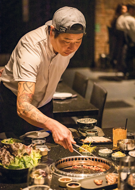 Gas-fired  tableside grills take center stage at Mr. Kim’s.