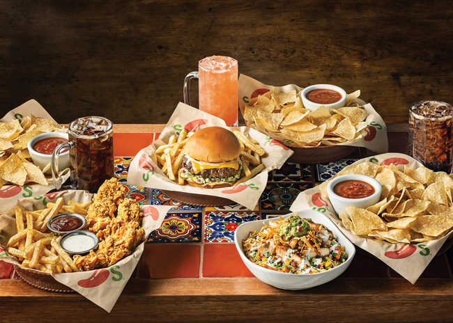 Chili’s Grill & Bar has made a comeback and boosted profitability by focusing on value offerings. Lunch favorites like (left to right) the Crispy Chicken Crispers Combo, the new Big Smasher Burger and the grilled-chicken Santa Fe Salad come with unlimited chips and salsa and a non-alcohol beverage.