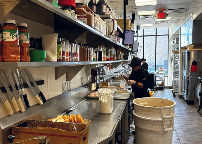 Moxies has a prep list of around 160 items. Its prep area, shown here, is used throughout the day.
