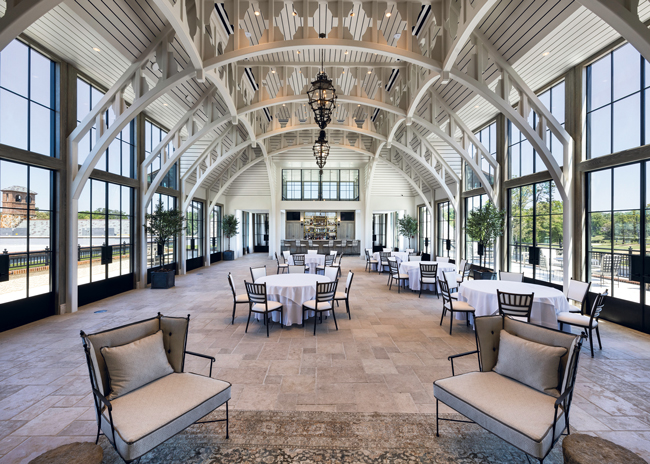 The Belvedere’s 5,300-square-foot expansion contains 23-foot-high ceilings, decorative steel trusses, a mirrored bar and high-end finishes.