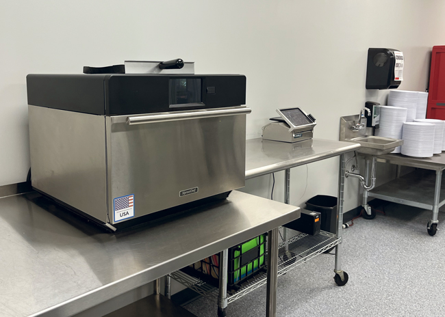 A high-speed oven allows staff to heat up sandwiches.