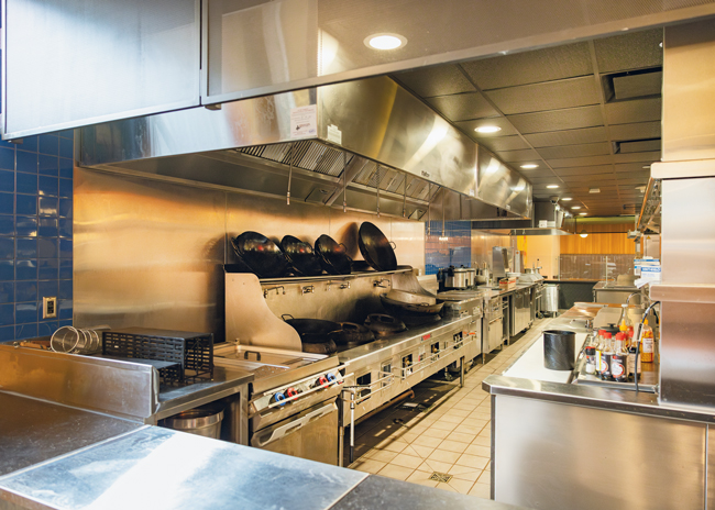 The full line of kitchen equipment supports production at most of the restaurants.