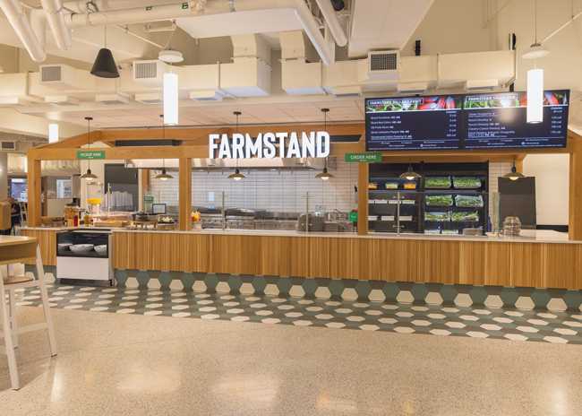 The Farmstand features made- to-order, plant- forward grain bowls with fresh-grilled proteins.
