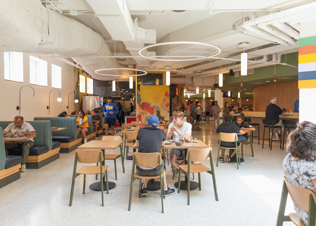 Lighting contributes to a feeling of a grand space.