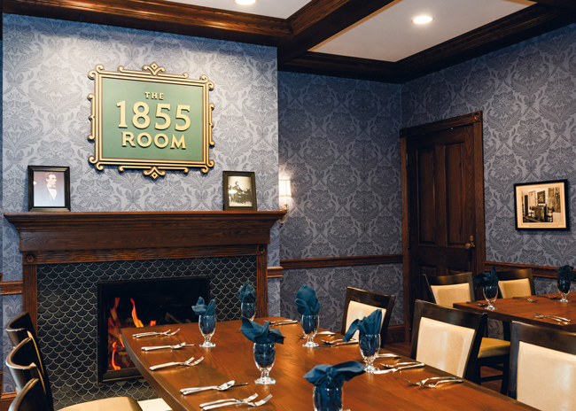 Right: The 1855 Room honors the spirit and sophistication of the original Dawn Manor estate.