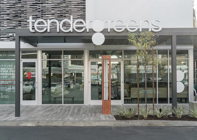 Here and opposite:  Los Angeles-based chain Tender Greens features a mostly scratch-based menu with house-made dressings produced at a central commissary.