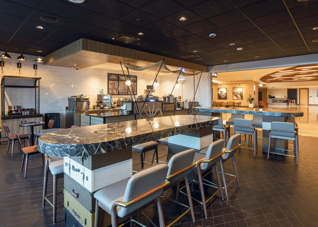 Trailblazer Coffee Co. offers hot and cold beverages as well as quick-bite sandwiches and pastries.