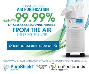 Purashield Air Purification. Removes 99.99% of aerosols carrying viruses from the air entering the unit. Help protect your restaurant. Learn More.