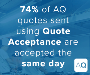 74% of AQ quotes sent using Quote Acceptance are accepted the same day. With instant access to payment options with AQ Pay. Move from quote to cash faster with Quote Acceptance and AQ pay. Learn more about these no-cost features from AQ. Let's talk.