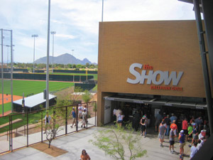 Salt River Field’s concourse is  open to the ball field for easy viewing.