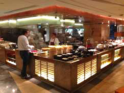 Food Prep on display for customers at the Shangri-la Hotel