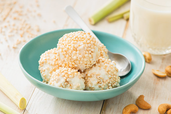 trend Lemongrass Ice Cream Rolled in Puffed Quinoa and Roasted Cashew Milk SupHerb Farms copy